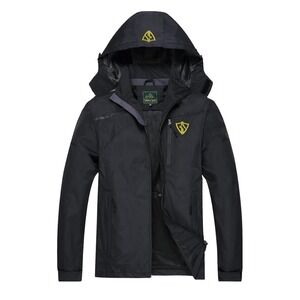 Outdoor Sport Jacket Mens Size M Black‎ Lightweight Hooded Rain Windbreaker